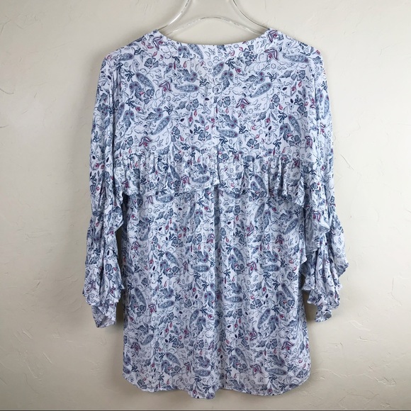 LC LAUREN CONRAD 3/4 Sleeve Boho Ruffle Blouse - Picture 5 of 6